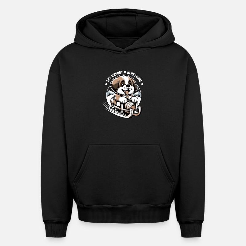 Chien Saint-Bernard - Sweat à capuche unisexe oversize épais SPREAD - noir