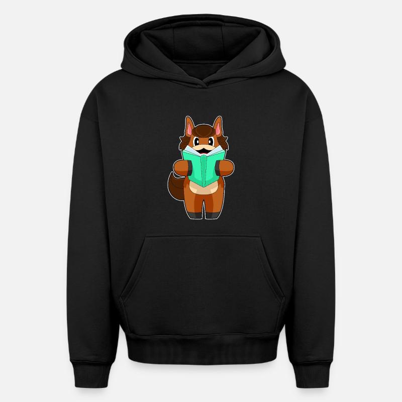 Pferd Buch - Oversized Heavyweight Unisex Hoodie - Schwarz