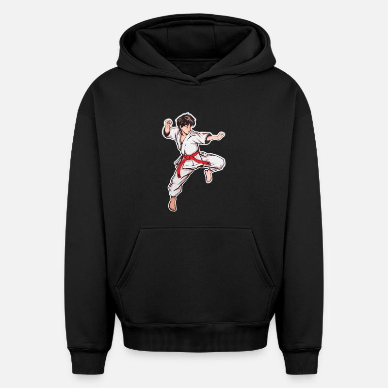 Karaté Garçon - Sweat à capuche unisexe oversize épais SPREAD - noir