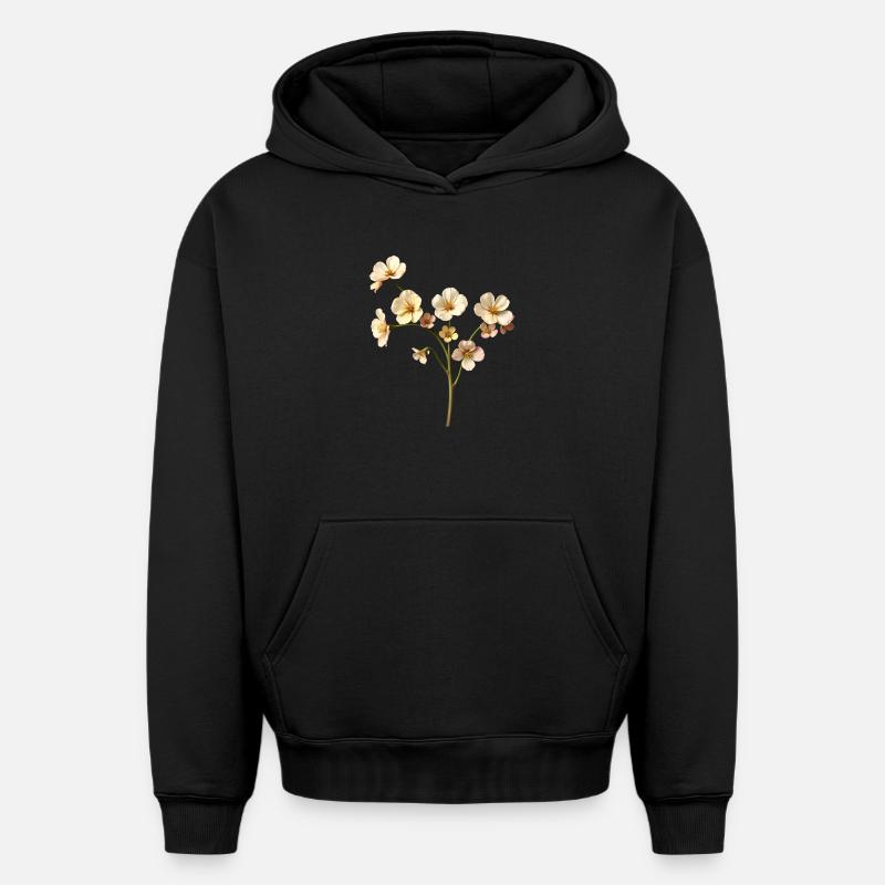 Fleurose - Sweat à capuche unisexe oversize épais SPREAD - noir