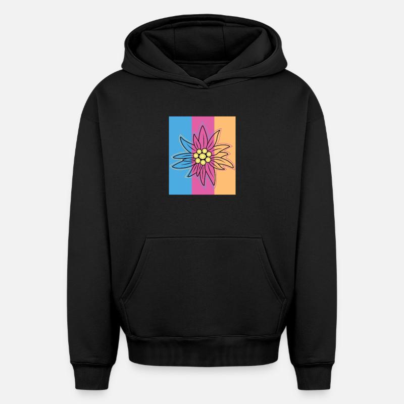 Edelweiss. - Sweat à capuche unisexe oversize épais SPREAD - noir