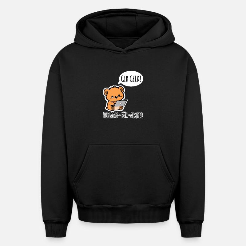 Finanz-Bär-Ämter - DONNEZ DE L’ARGENT ! - Sweat à capuche unisexe oversize épais SPREAD - noir