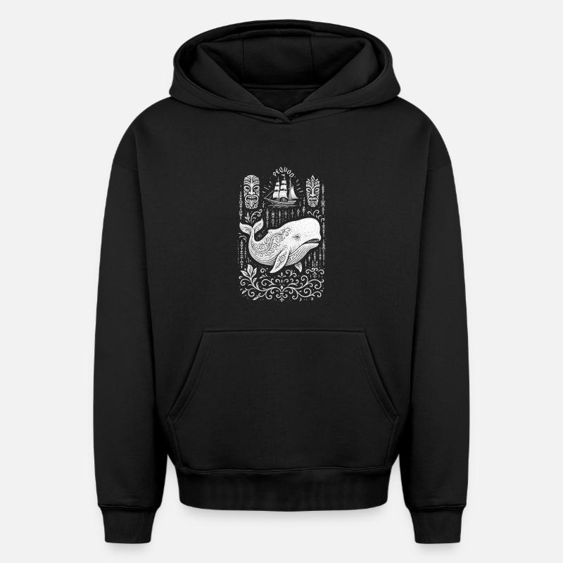 Moby Dick - Sweat à capuche unisexe oversize épais SPREAD - noir