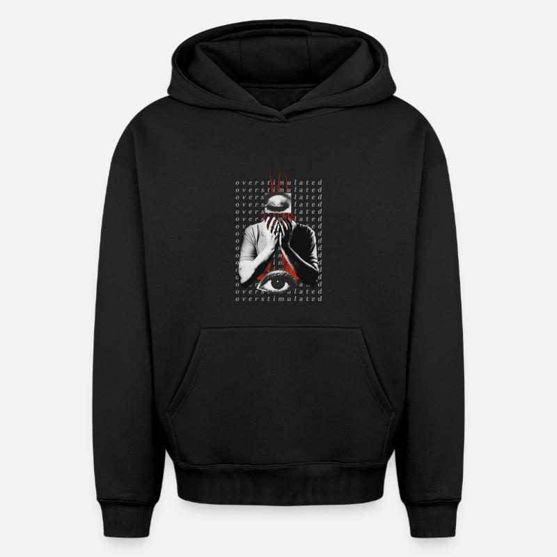 Surstimulé - Sweat à capuche unisexe oversize épais SPREAD - noir