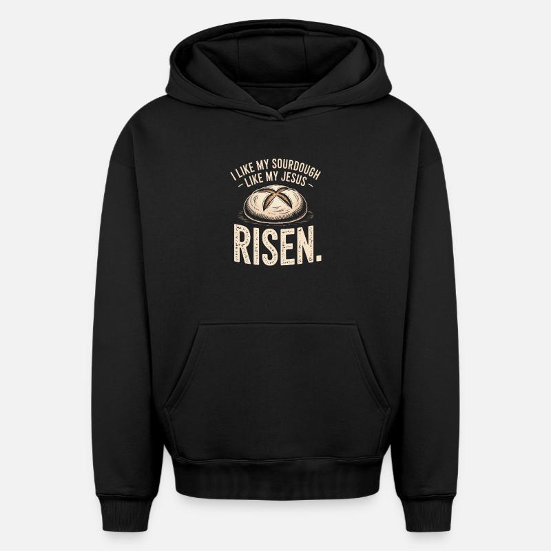 Levain de Jesus Tee - Sweat à capuche unisexe oversize épais SPREAD - noir