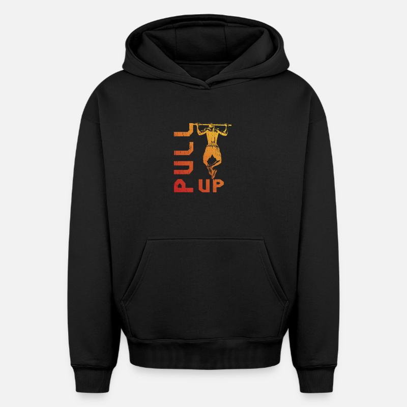 Gradient pull-up silhouette - Oversized Heavyweight Unisex Hoodie - black