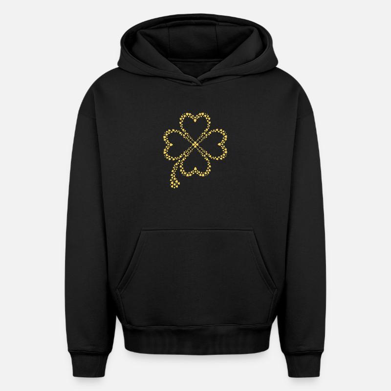 Design trèfle scintillant - Sweat à capuche unisexe oversize épais SPREAD - noir