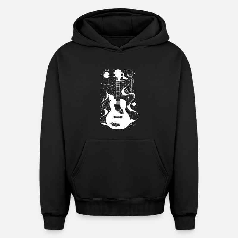 Dessin de ukulélé - Sweat à capuche unisexe oversize épais SPREAD - noir
