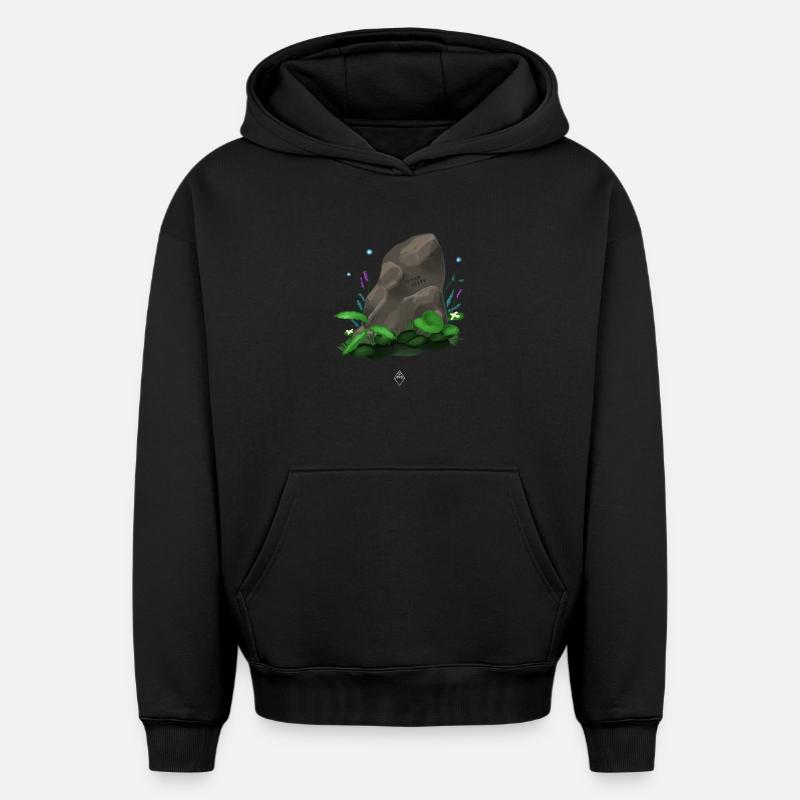 Pierre de Runes - Sweat à capuche unisexe oversize épais SPREAD - noir