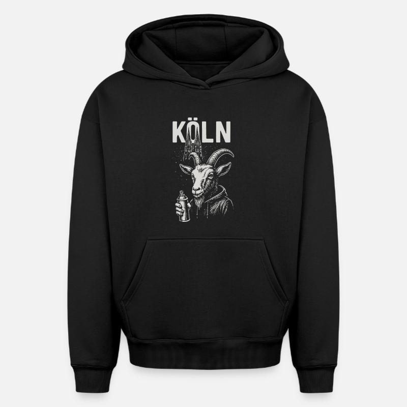 Cologne Streetstyle Chèvre - Sweat à capuche unisexe oversize épais SPREAD - noir