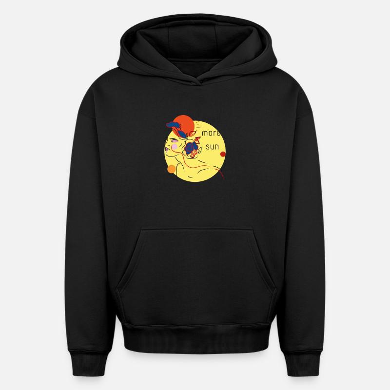 soleil d'été - Sweat à capuche unisexe oversize épais SPREAD - noir