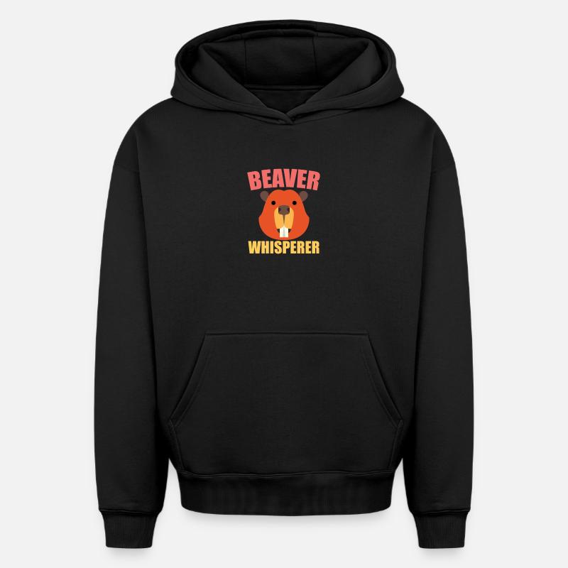 Beaver Whisperer - Sweat à capuche unisexe oversize épais SPREAD - noir