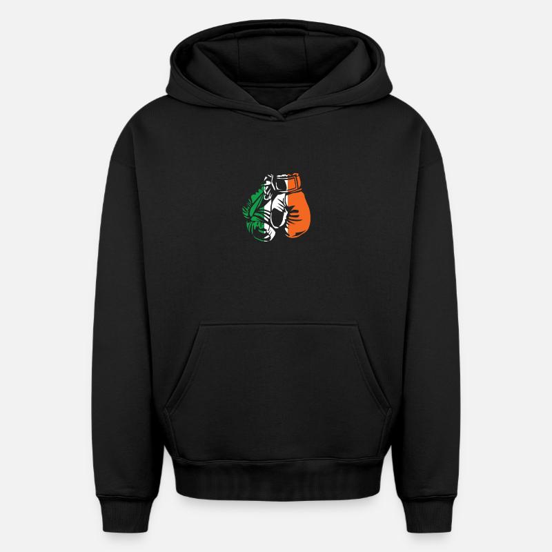 Boxe Drapeau irlandais - Sweat à capuche unisexe oversize épais SPREAD - noir