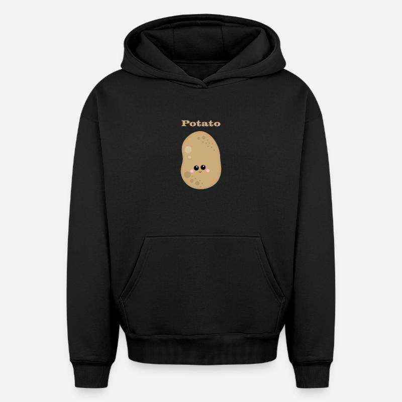 pommes de terre - Sweat à capuche unisexe oversize épais SPREAD - noir