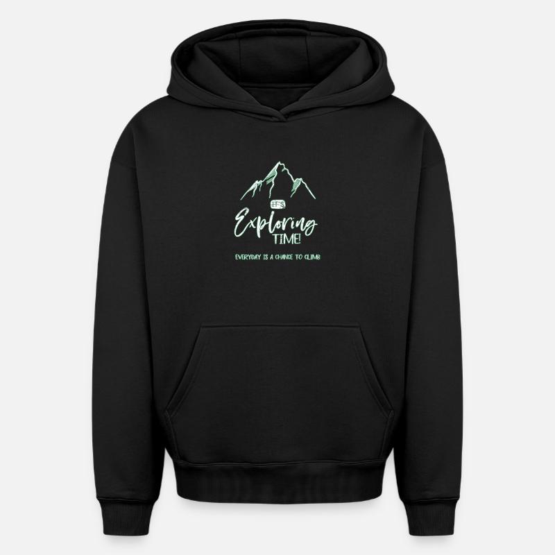 montée - Sweat à capuche unisexe oversize épais SPREAD - noir