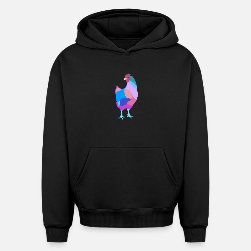Poule poulet - Sweat à capuche unisexe oversize épais SPREAD - noir