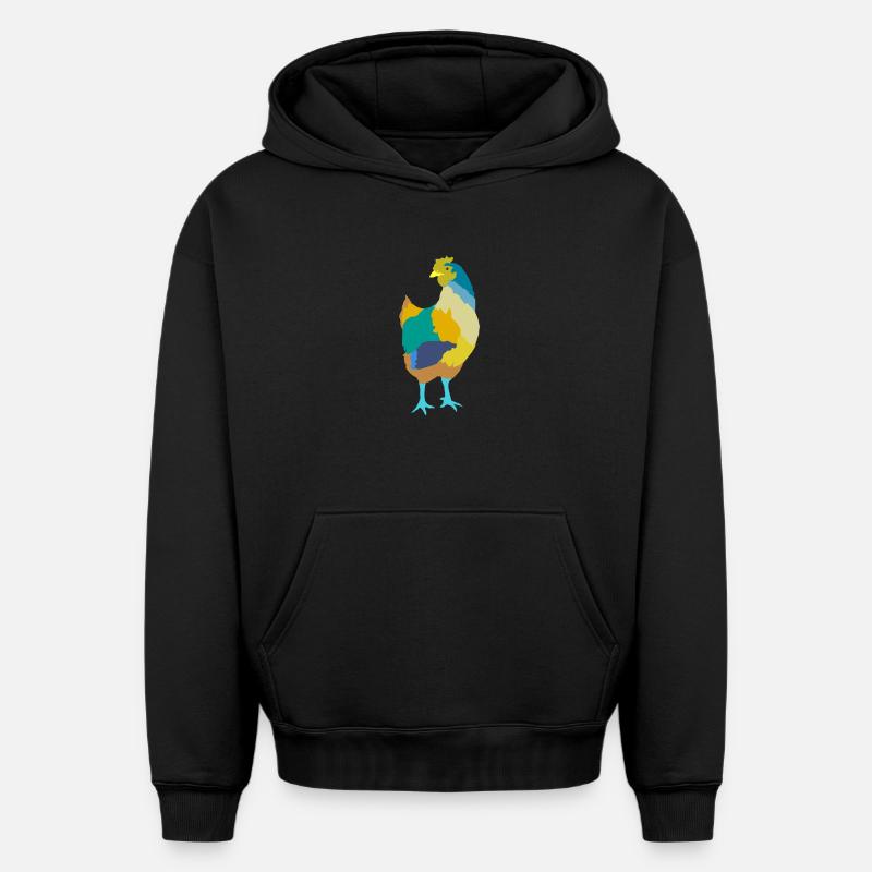 Poulet - Sweat à capuche unisexe oversize épais SPREAD - noir