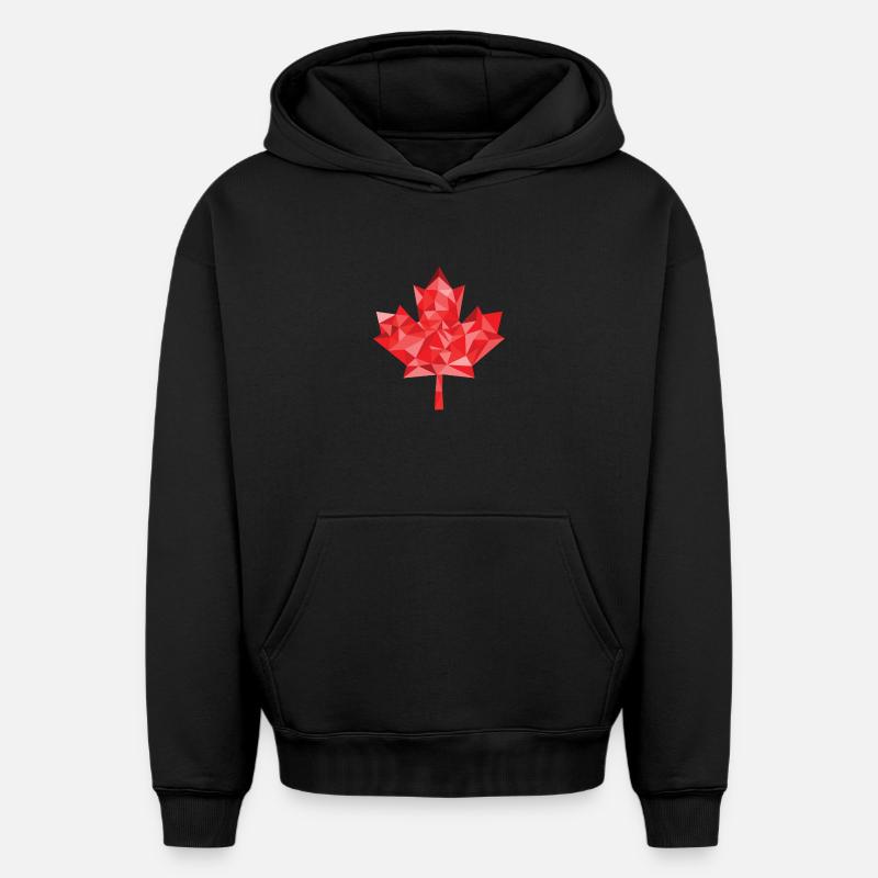 Feuille d'érable polygone Canada - Sweat à capuche unisexe oversize épais SPREAD - noir