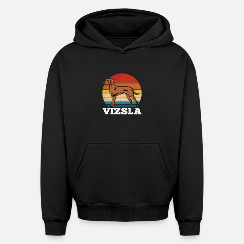 Vizsla Rétro - Sweat à capuche unisexe oversize épais SPREAD - noir