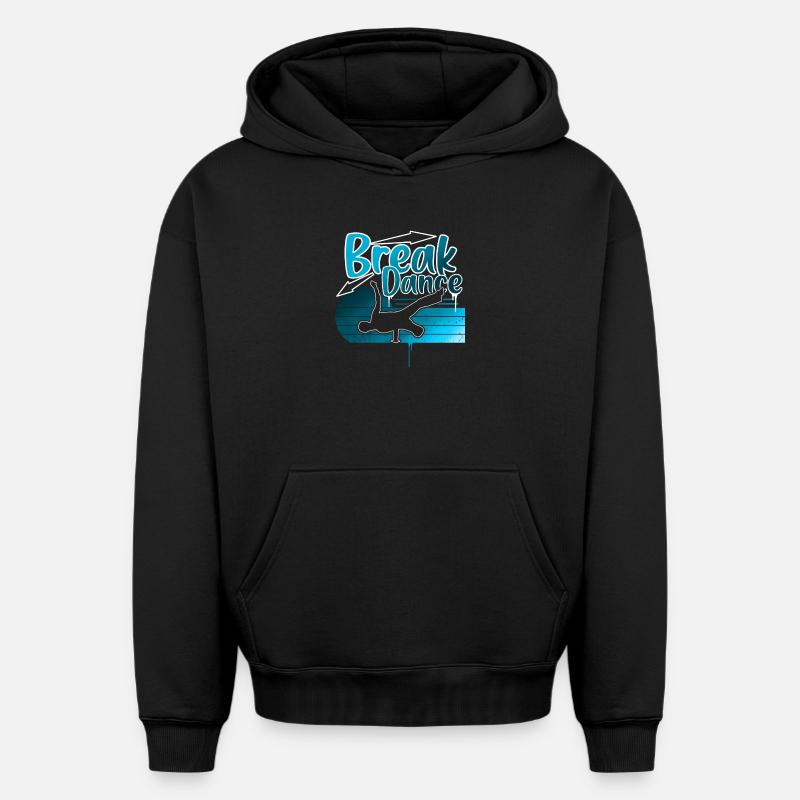 Breakdance - Sweat à capuche unisexe oversize épais SPREAD - noir