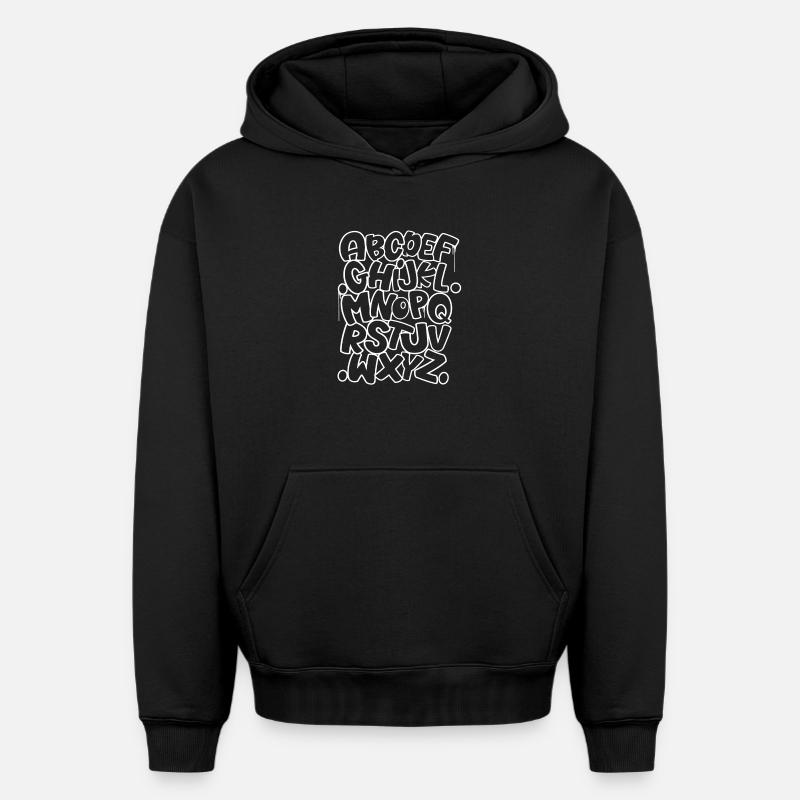 abc - Sweat à capuche unisexe oversize épais SPREAD - noir