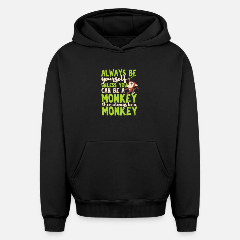 Singe - Sweat à capuche unisexe oversize épais SPREAD - noir