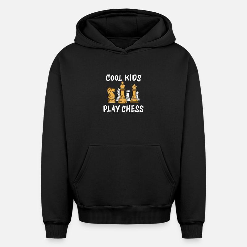 Pièces d'échecs - Sweat à capuche unisexe oversize épais SPREAD - noir