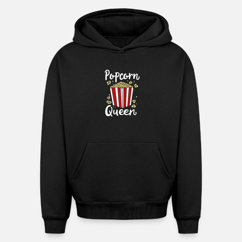 Pop-corn - Sweat à capuche unisexe oversize épais SPREAD - noir