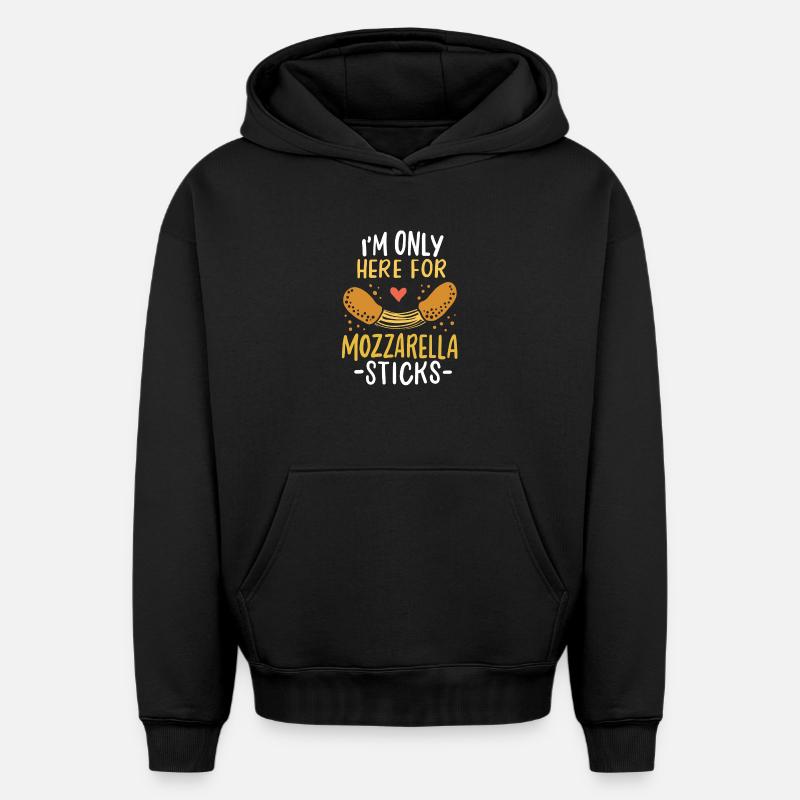 Bâtonnets de mozzarella - Sweat à capuche unisexe oversize épais SPREAD - noir