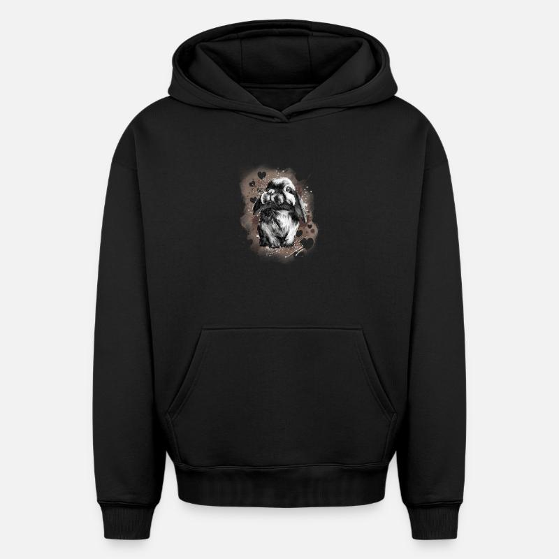 Lapin lapin - Sweat à capuche unisexe oversize épais SPREAD - noir