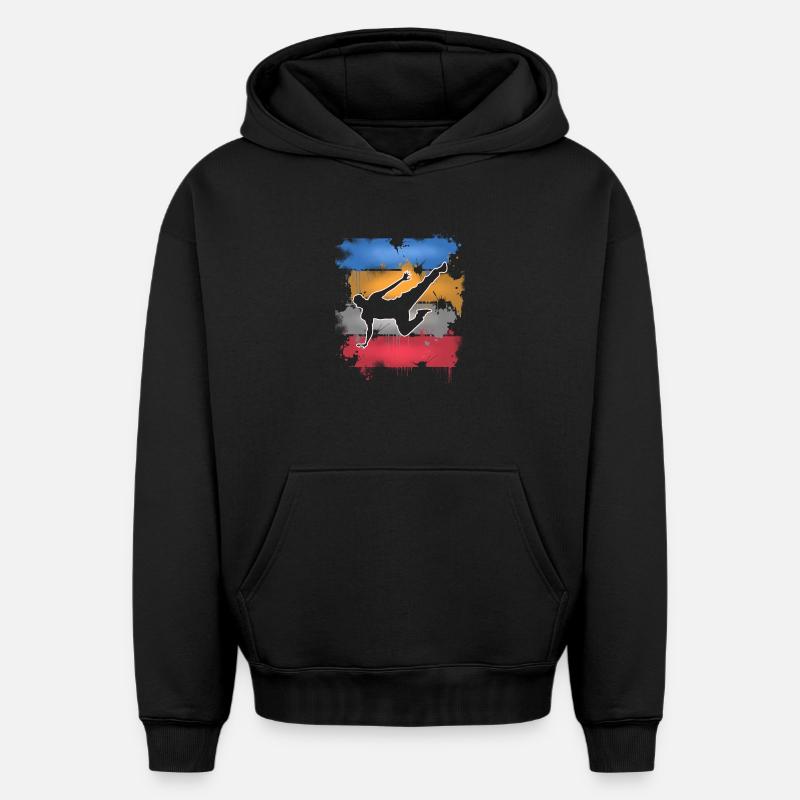 Breakdance - Sweat à capuche unisexe oversize épais SPREAD - noir
