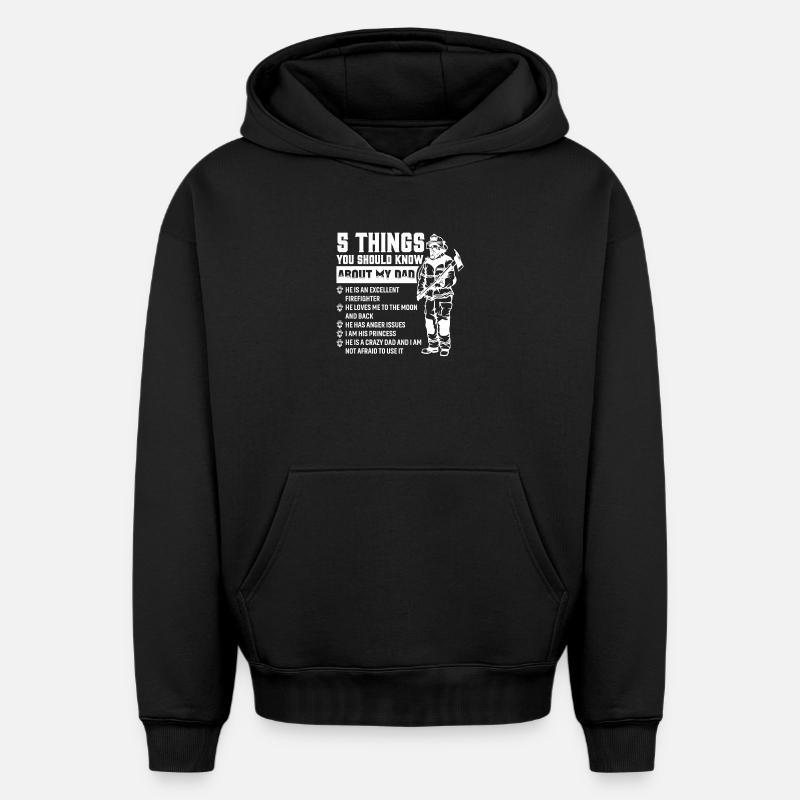 Pompier Papa - Sweat à capuche unisexe oversize épais SPREAD - noir