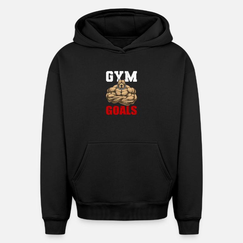 Gym Goals - Sweat à capuche unisexe oversize épais SPREAD - noir