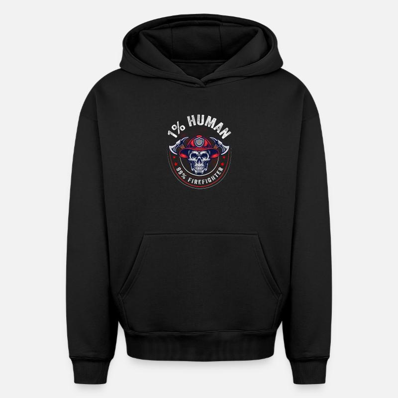 Pompier - Sweat à capuche unisexe oversize épais SPREAD - noir