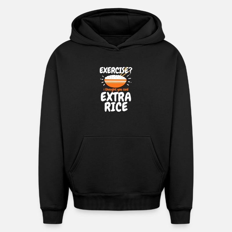 Riz Extra Riz Cuisine Philippine - Sweat à capuche unisexe oversize épais SPREAD - noir