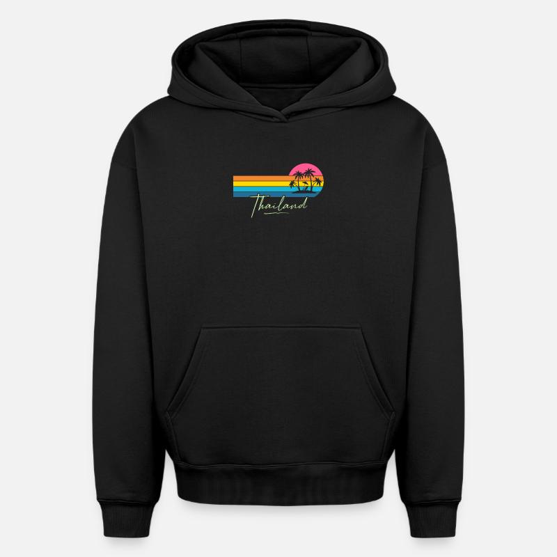 Thaïlande - Sweat à capuche unisexe oversize épais SPREAD - noir