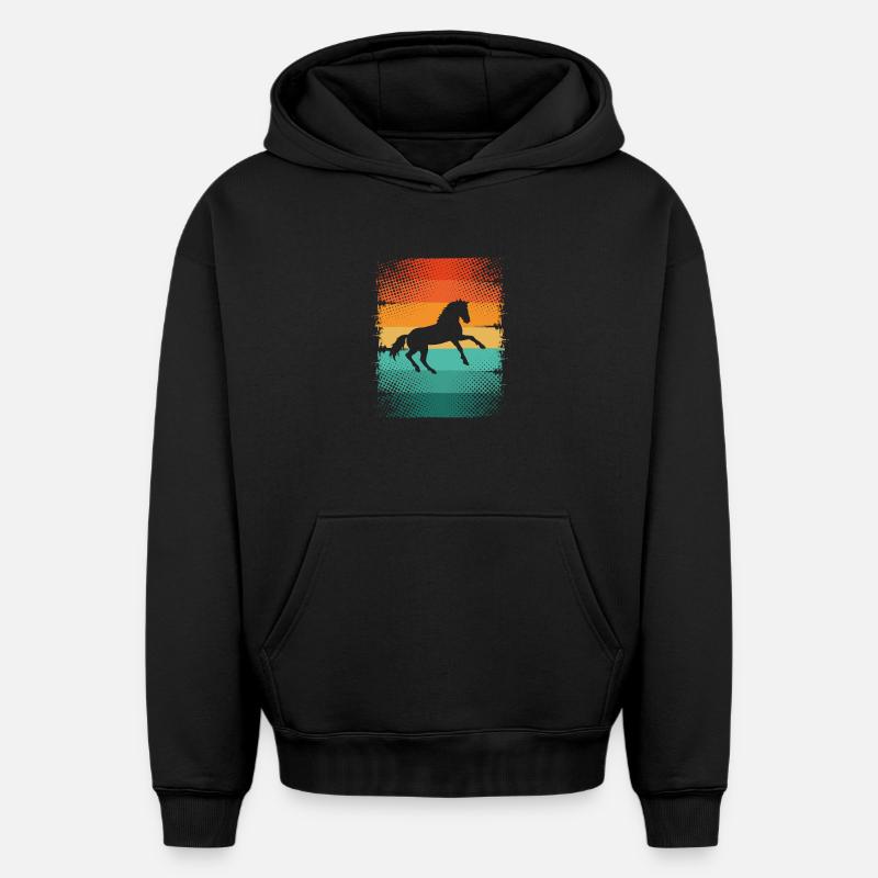 Cheval - Sweat à capuche unisexe oversize épais SPREAD - noir