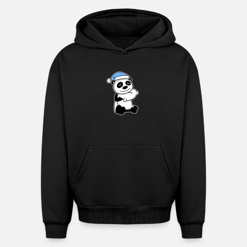 Panda Bébé - Sweat à capuche unisexe oversize épais SPREAD - noir