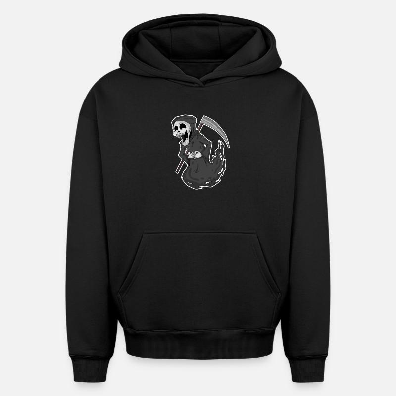 Grim Reaper rit drôle - Sweat à capuche unisexe oversize épais SPREAD - noir