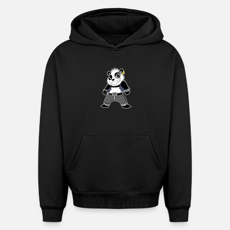 Cool Panda - Sweat à capuche unisexe oversize épais SPREAD - noir