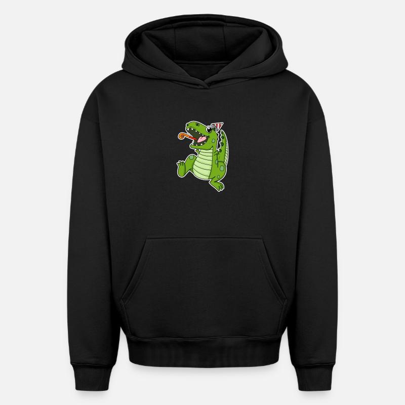 Dino Party - Sweat à capuche unisexe oversize épais SPREAD - noir