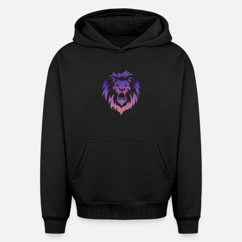 Tête de Lion Tribal - Sweat à capuche unisexe oversize épais SPREAD - noir