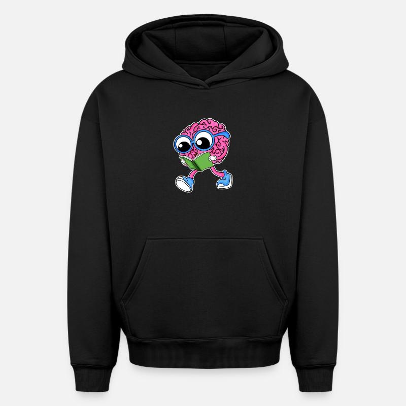 Lecture du cerveau - Sweat à capuche unisexe oversize épais SPREAD - noir