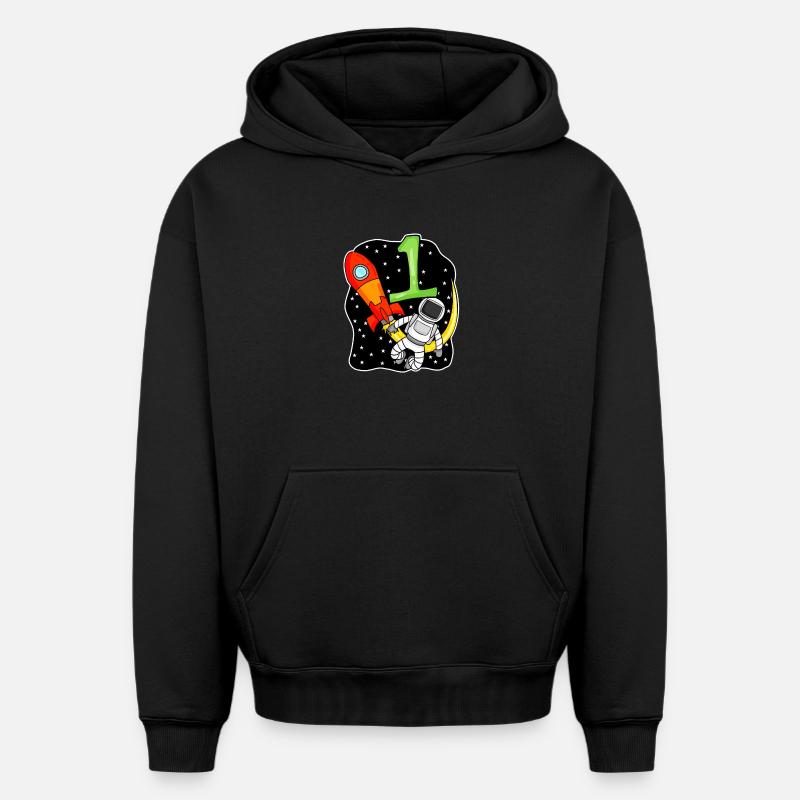 1 an Jeune astronaute - Sweat à capuche unisexe oversize épais SPREAD - noir