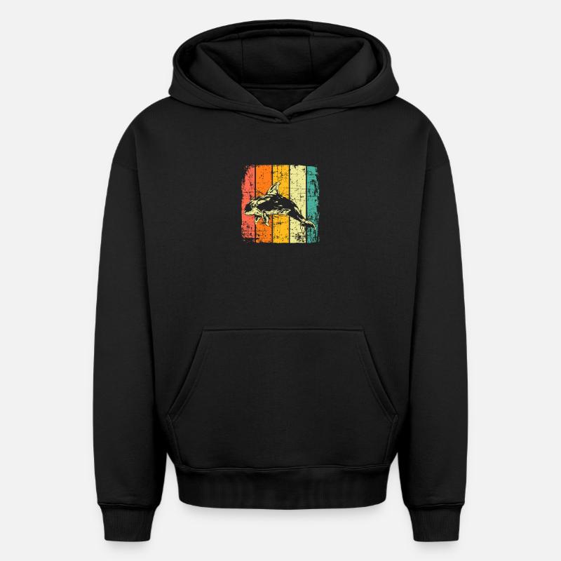 Orca millésimé - Sweat à capuche unisexe oversize épais SPREAD - noir