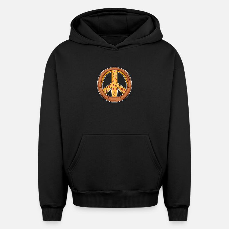 Peace Pizza Frieden - Sweat à capuche unisexe oversize épais SPREAD - noir