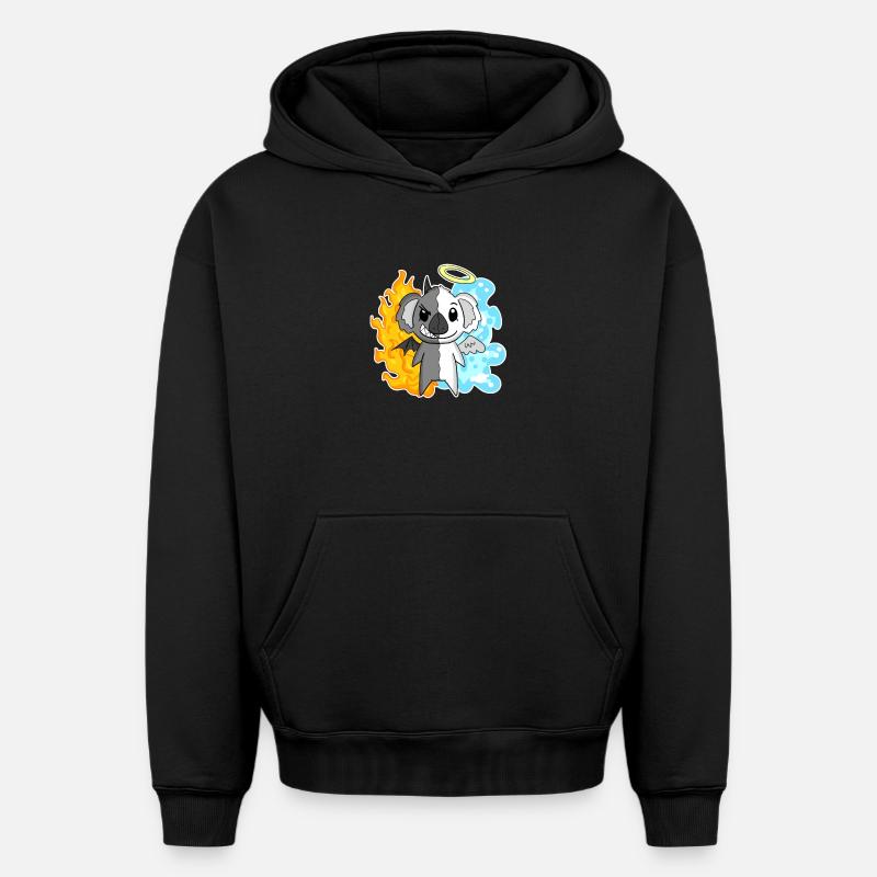 Koala - Anges et Diables - Sweat à capuche unisexe oversize épais SPREAD - noir
