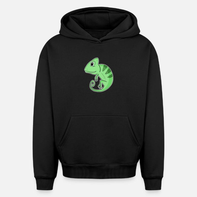 Caméléons Caméléon - Sweat à capuche unisexe oversize épais SPREAD - noir