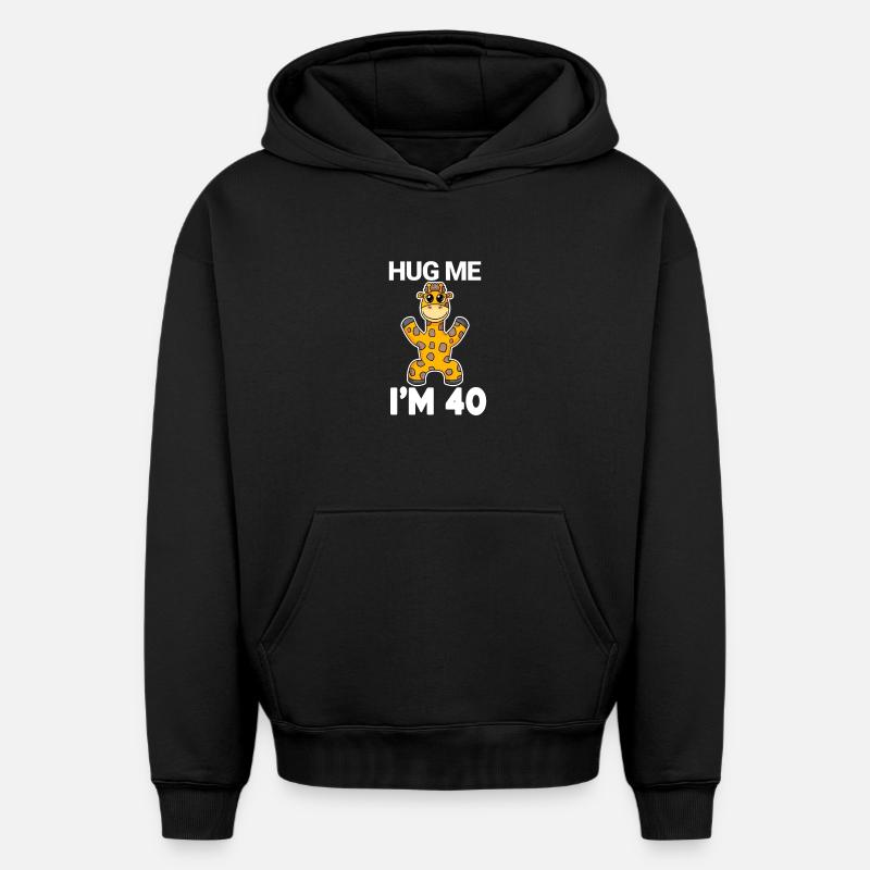 40 ans - 40 ans - câlin - Sweat à capuche unisexe oversize épais SPREAD - noir