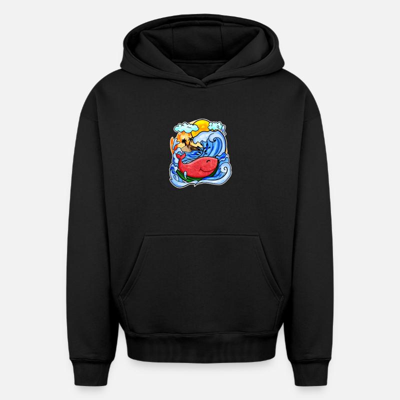 Baleine pastèque - Sweat à capuche unisexe oversize épais SPREAD - noir